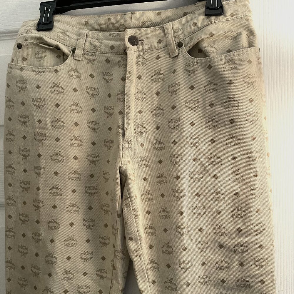 ✨ Vintage MCM Monogram Capri Pants Sz 28 | Cream & Brown | Made in Italy NWOT ✨